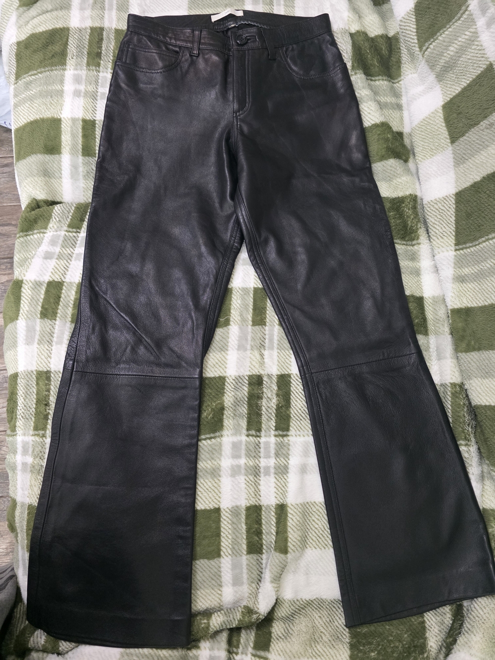 Vintage Barneys New York CO-OP Genuine Leather Flared Trousers - Black